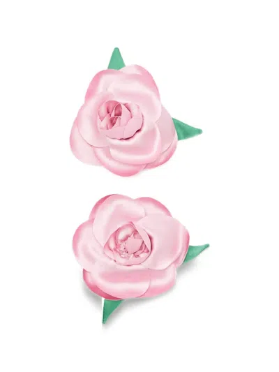 Self-portrait Babies' Rose Crepe Hairclips In Pink