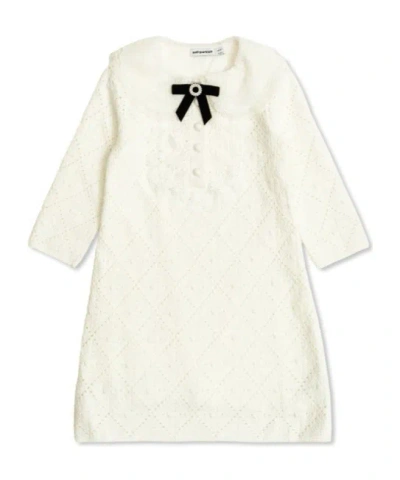 Self-portrait Kids' Round Neck Dress In White