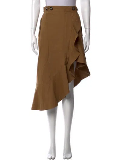 Pre-owned Self-portrait Ruffle Embellishment Midi Length Skirt In Neutrals