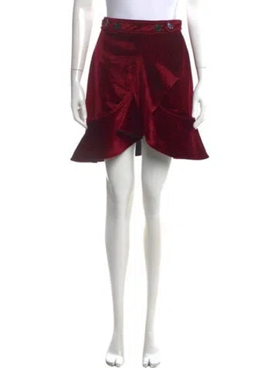 Pre-owned Self-portrait Ruffle Embellishment Mini Skirt In Burgundy