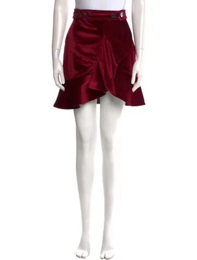 Pre-owned Self-portrait Ruffle Embellishment Mini Skirt In Red