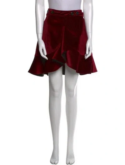 Pre-owned Self-portrait Ruffle Embellishment Mini Skirt In Red