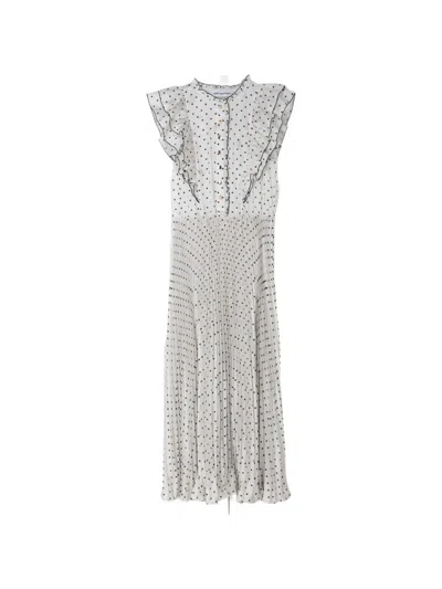 Self-portrait Ruffled Polka-dot Mid Dress In Neutral