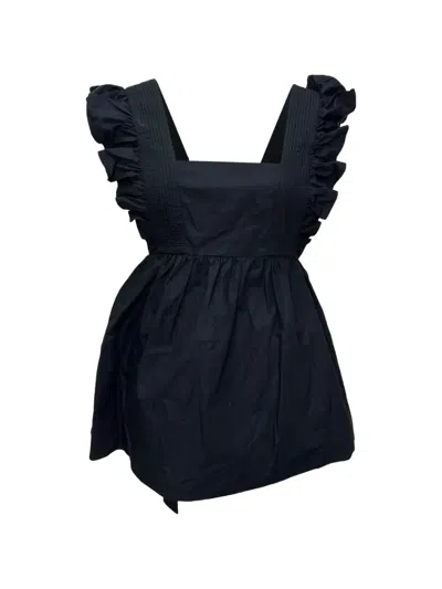 Pre-owned Self-portrait Ruffled Tie-back Blouse In Black