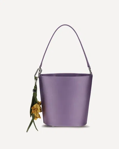 Self-portrait Satin Bucket Bag In Lilla