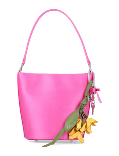 Self-portrait Satin Bucket Bag In Pink