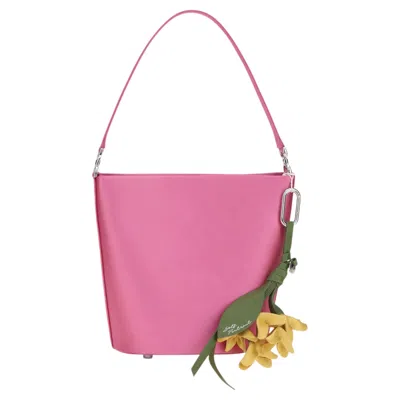 Pre-owned Self-portrait Satin Bucket Bag � Pink