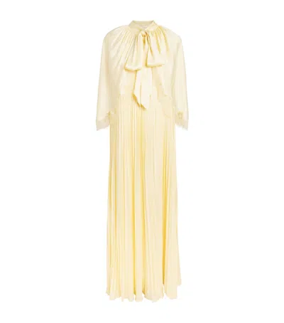 Self-portrait Satin Cape-overlay Maxi Dress In Yellow