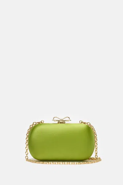Self-portrait Satin Clutch Bag In Green