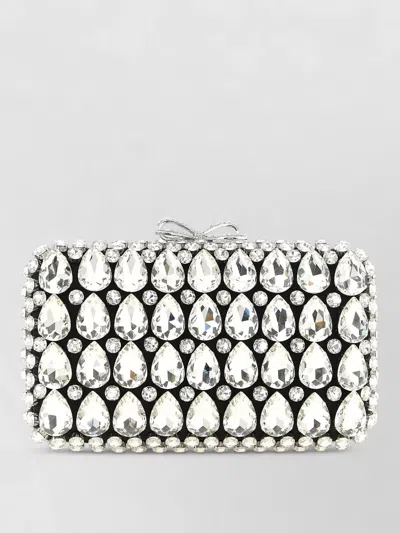 Self-portrait Satin Clutch Bow Detail Chain Strap In White