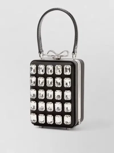 Self-portrait Satin Crystal Bow Shoulder Clutch Bag In Pattern