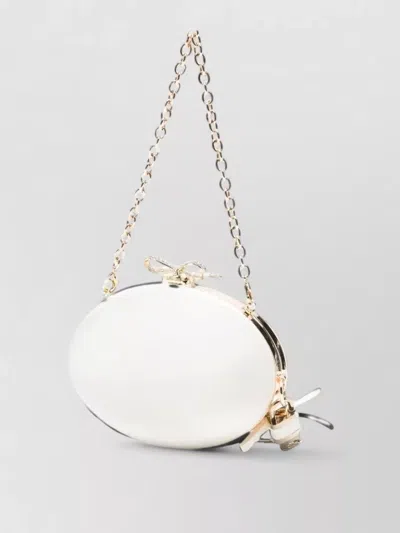 Self-portrait Satin Mini Clutch Oval Chain Strap In Pattern