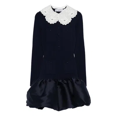 Self-portrait Scalloped Collar Pocket Mini Dress In Blue