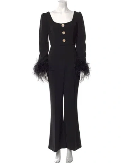 Pre-owned Self-portrait Scoop Neck Jumpsuit In Black