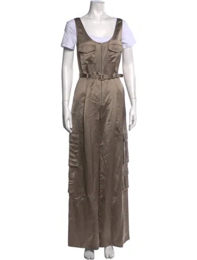 Pre-owned Self-portrait Scoop Neck Jumpsuit In Green