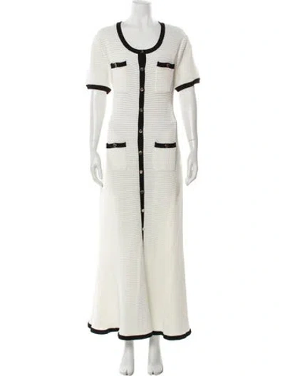 Pre-owned Self-portrait Scoop Neck Long Dress In White