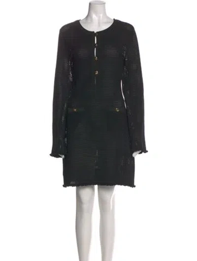Pre-owned Self-portrait Scoop Neck Mini Dress In Black