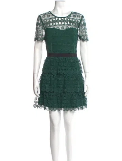 Pre-owned Self-portrait Scoop Neck Mini Dress In Green