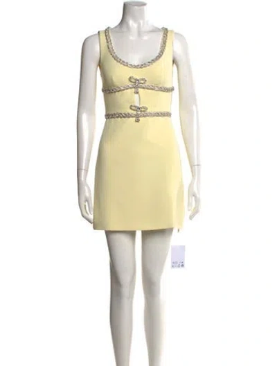 Pre-owned Self-portrait Scoop Neck Mini Dress W/ Tags In Yellow