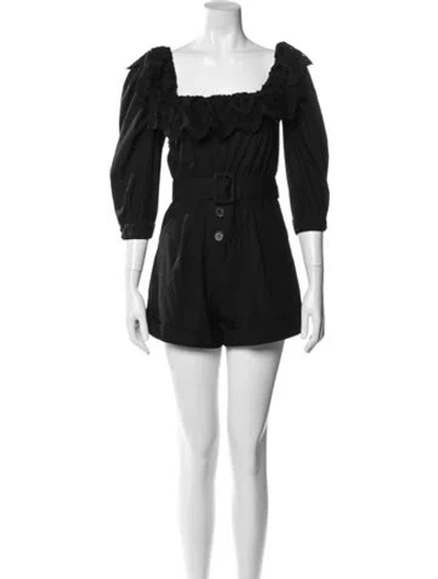 Pre-owned Self-portrait Scoop Neck Romper In Black