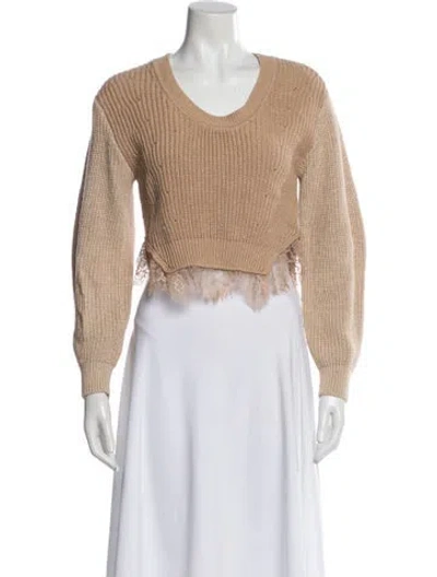 Pre-owned Self-portrait Scoop Neck Sweater In Neutral