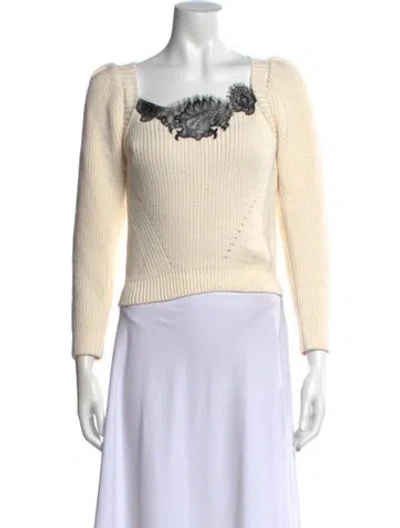 Pre-owned Self-portrait Scoop Neck Sweater In Neutral