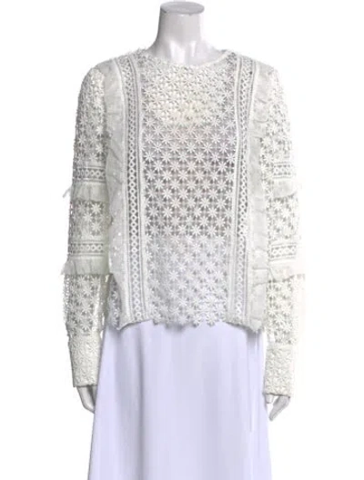 Pre-owned Self-portrait Scoop Neck Sweater In White