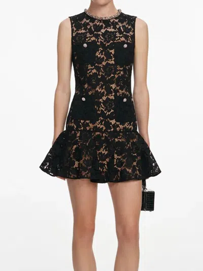 Self-portrait Self Portrait Black Crystal Lace Mini Dress