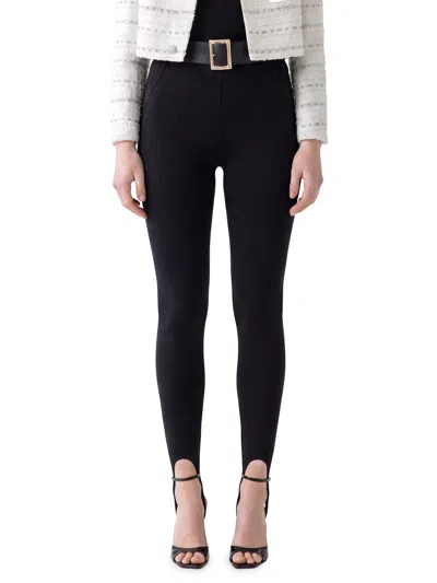 Self-portrait Belted Stretch-jersey Stirrup Leggings In Black