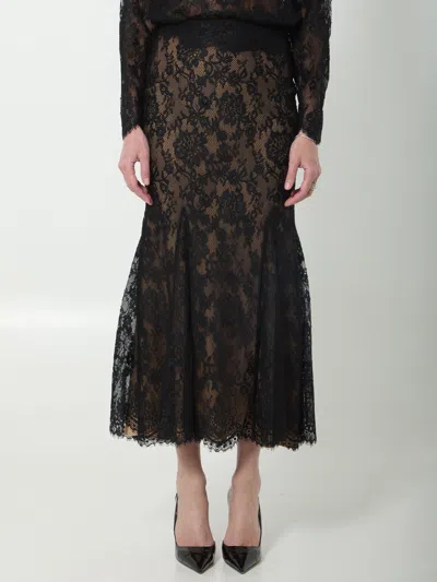 Self-portrait Laced Mermaid-style Midi Skirt In Black