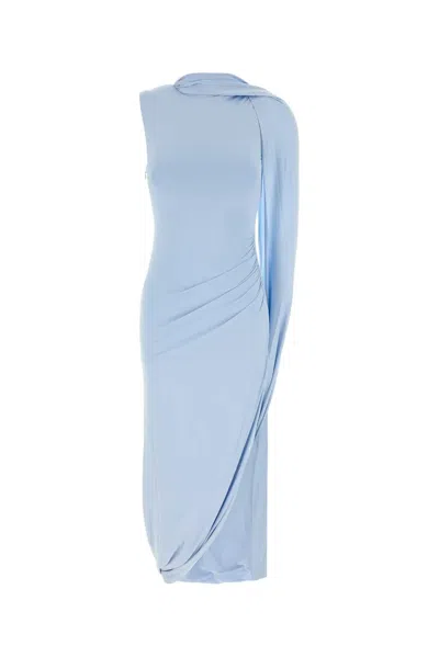 Self-portrait Self Portrait Blue Jersey Draped Maxi Dress In Multi