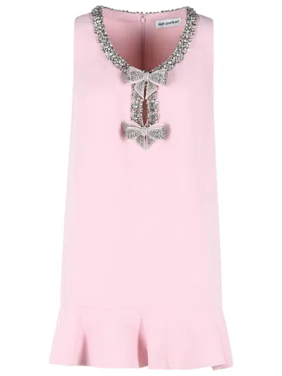 Self-portrait Bonded Pink Polyester Dress In Neutral