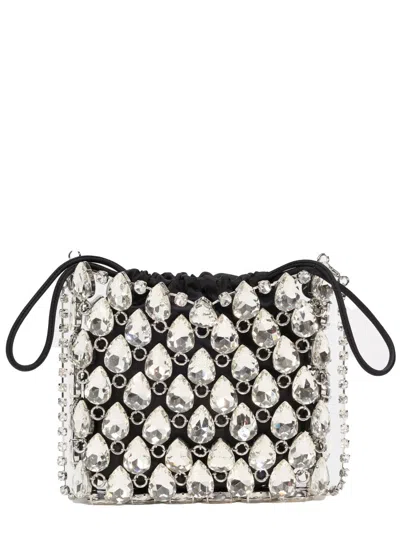 Self-portrait Self Portrait Borsa Mini In Maglia Metallica Con Cristalli In Silver