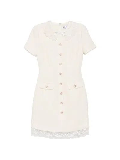 Self-portrait Self Portrait Bouclé Mini Dress In Neutral