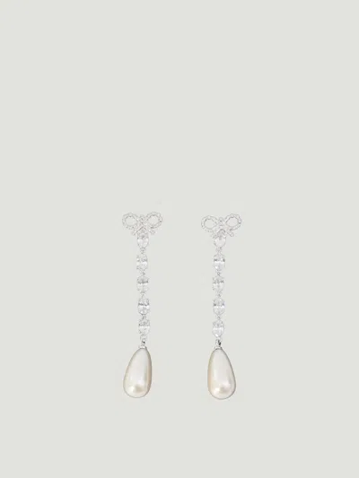 Self-portrait Self Portrait Bow Pearl Droplet Earrings In White