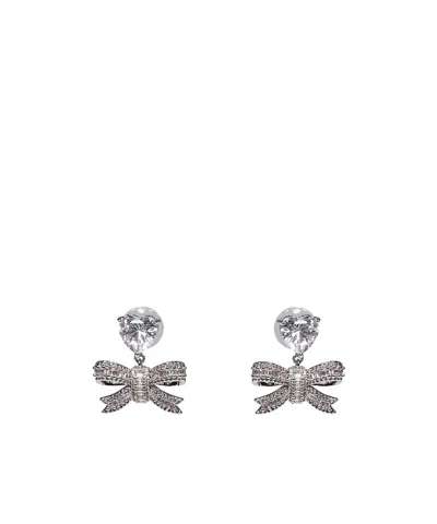 Self-portrait Self Portrait Bow-embellished Earrings In Gray
