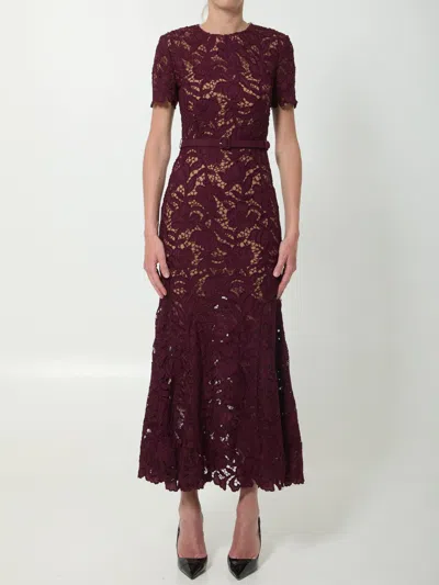 Self-portrait Self Portrait Burgundy Lace Midi Dress