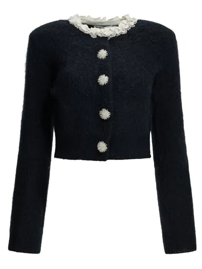 Self-portrait Self Portrait Cardigan With Embellishments In Black