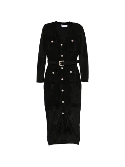 Self-portrait Self Portrait Chenille Long Dress In Black
