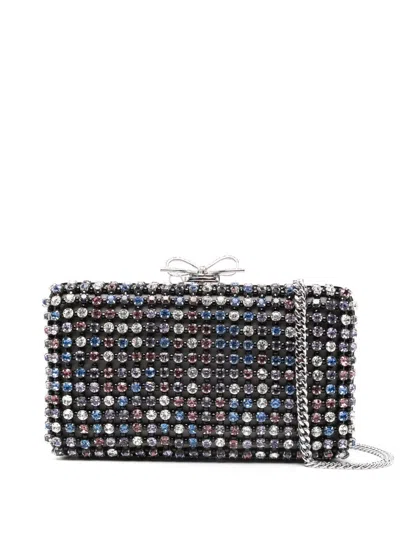 Self-portrait Multicolor Clutch With Crystal Embellishments On The Front And Snap Bow Closure In Tech Fabric Woman