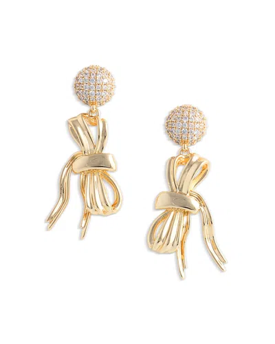 Self-portrait Self Portrait Crystal Bow Drop Earrings In Gold