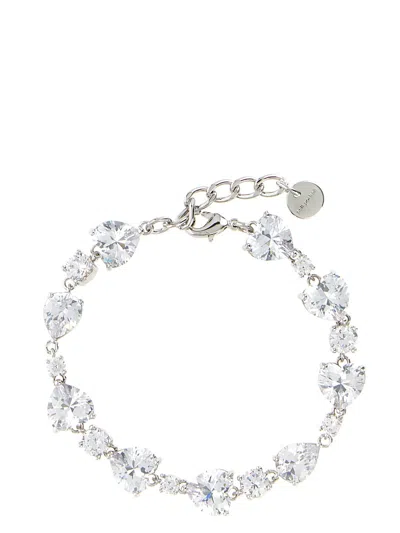 Self-portrait Crystal-embellished Bracelet In Silver