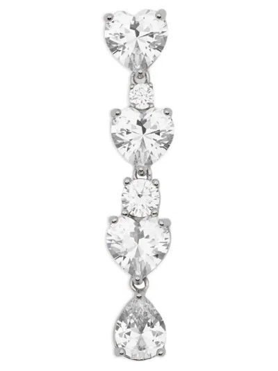 Self-portrait Heart-shaped Crystal Drop Earrings In Silver