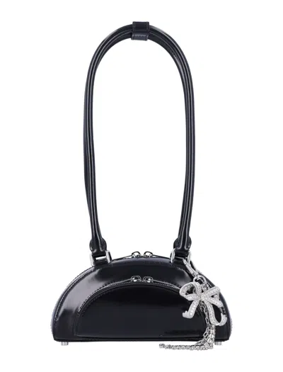 Self-portrait Self Portrait Curved Charm Mini Shoulder Bag In Black