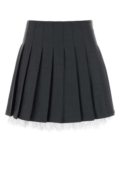 Self-portrait Self Portrait Dark Grey Twill Mini Skirt In Gray