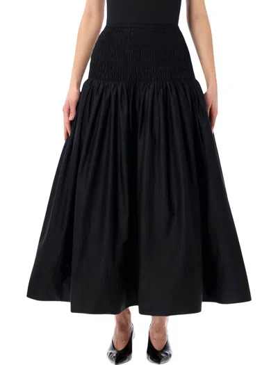 Self-portrait Self Portrait Effortless Cotton Midi Skirt | Size 8 In Black