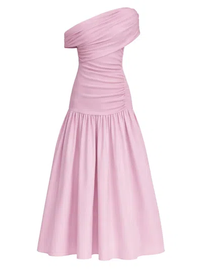 Self-portrait Self Portrait Elegant Knit Midi Dress With Rhinestone Embellishments In Pink