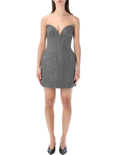 Self-portrait Self Portrait Elegant Strapless Mini Dress With Fitted Silhouette In Gray