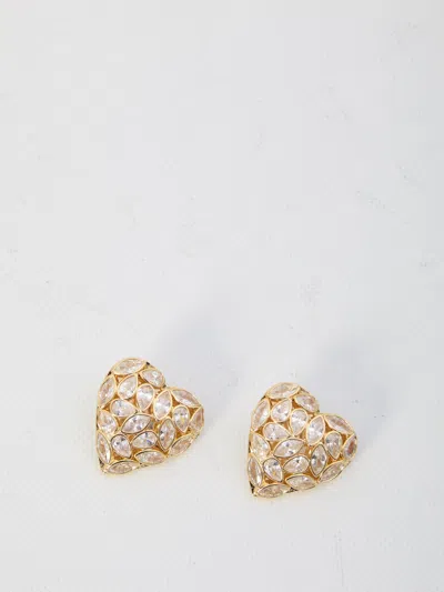 Self-portrait Self Portrait Embellished Heart Earrings In Gold