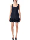 Self-portrait Short Blue Dress With Floral Applique Self Portrait In Blue